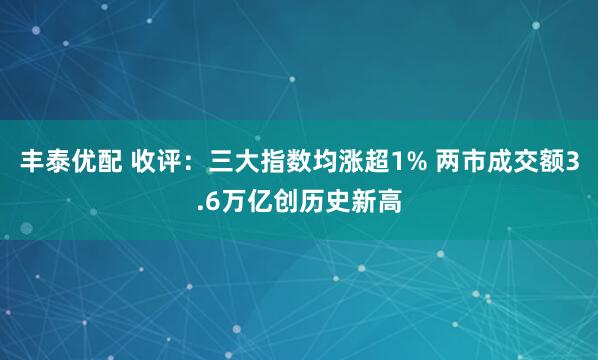 丰泰优配 收评：三大指数均涨超1% 两市成交额3.6万亿创历史新高